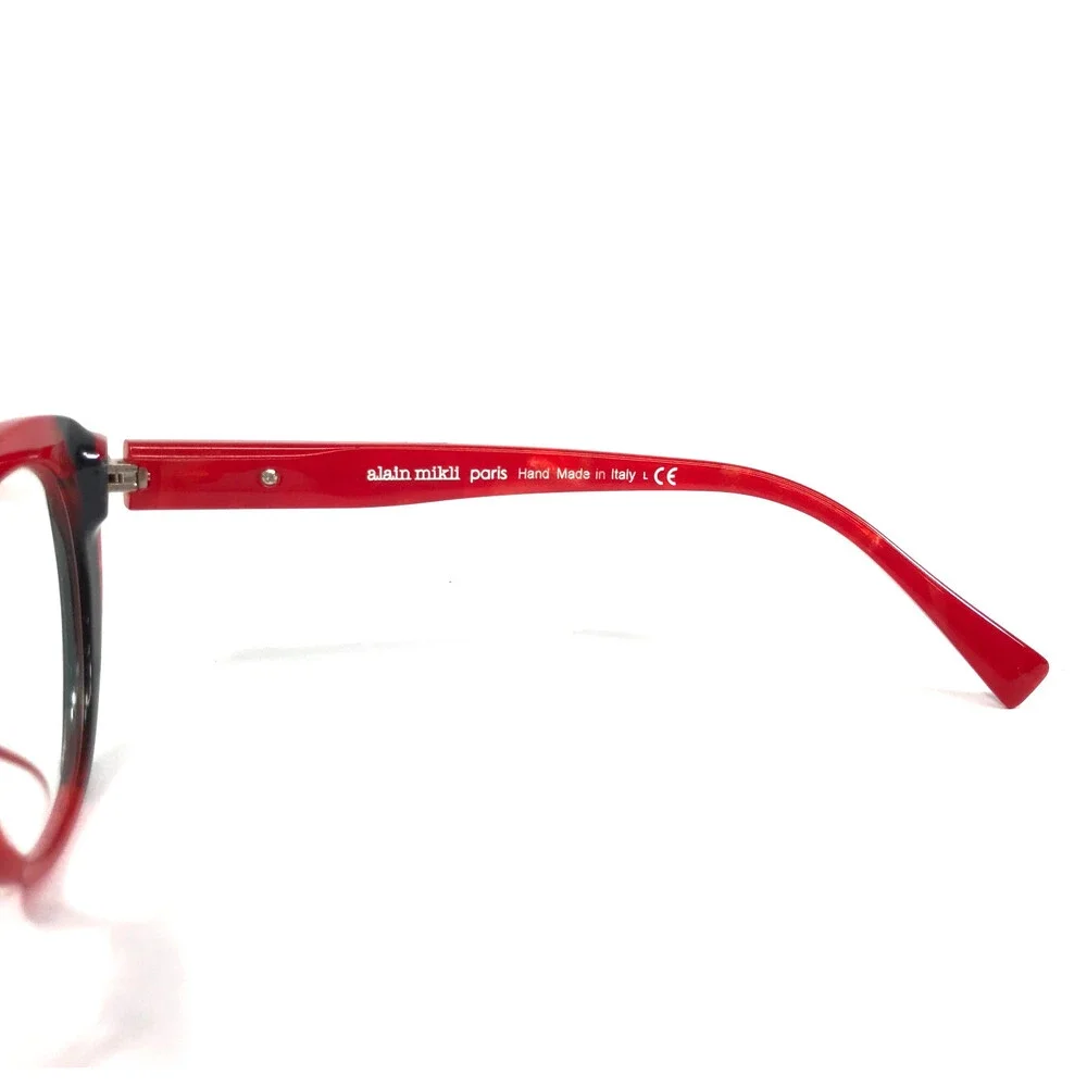Alain Mikli Eyeglasses Frames Elisee A03115 004 Black Red Shiny Marble 53-16-145